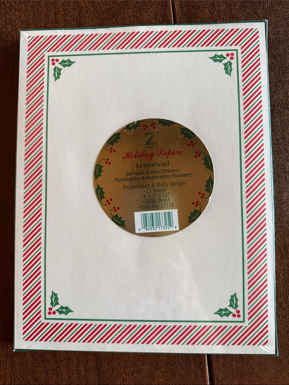 Peppermint & Holly Letterhead - White, Red, Green